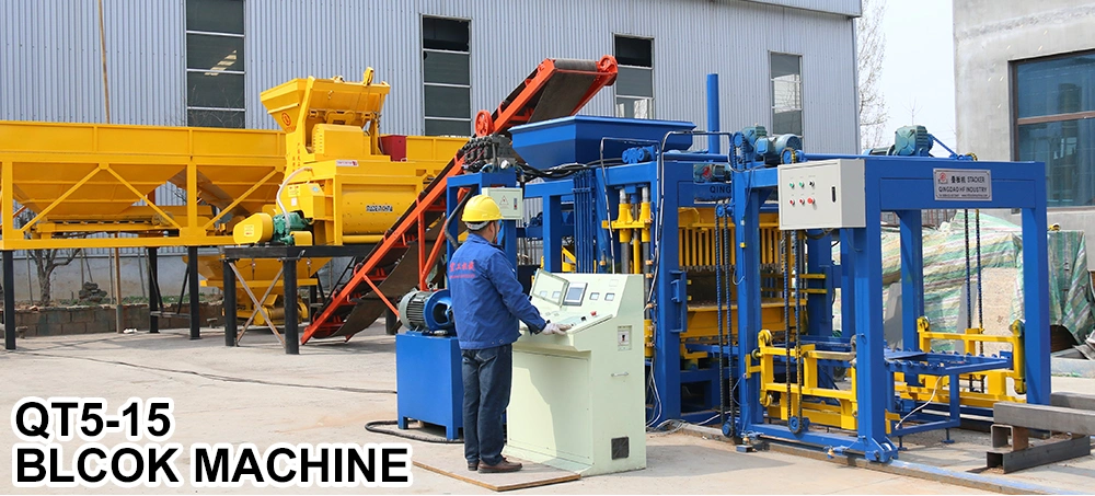 Qt5-15 Automatic Hollow Solid Cement Concrete Fly Ash Sand Color Paver Interlocking Building Block Brick Making Machine