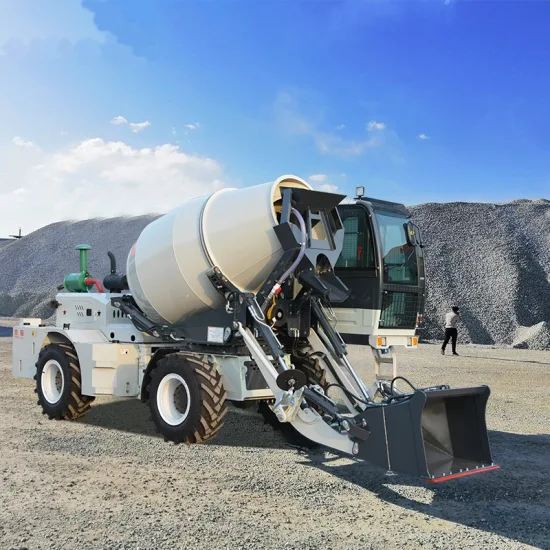 Machine de malaxeur à béton portable diesel à chargement automatique avec camion-pompe pour fabriquer des blocs de béton avec camion malaxeur à béton élévateur